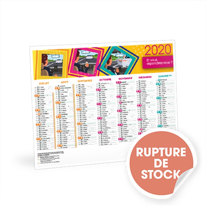 Calendrier sécurité prévention petit format 2020 Calendrier sécurité prévention petit format 2020